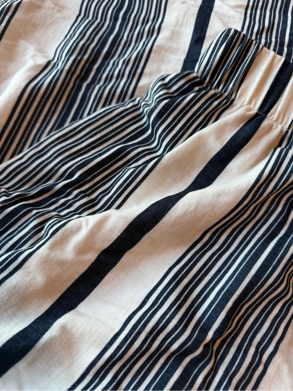 Cream and Navy Striped Wide Leg pants
